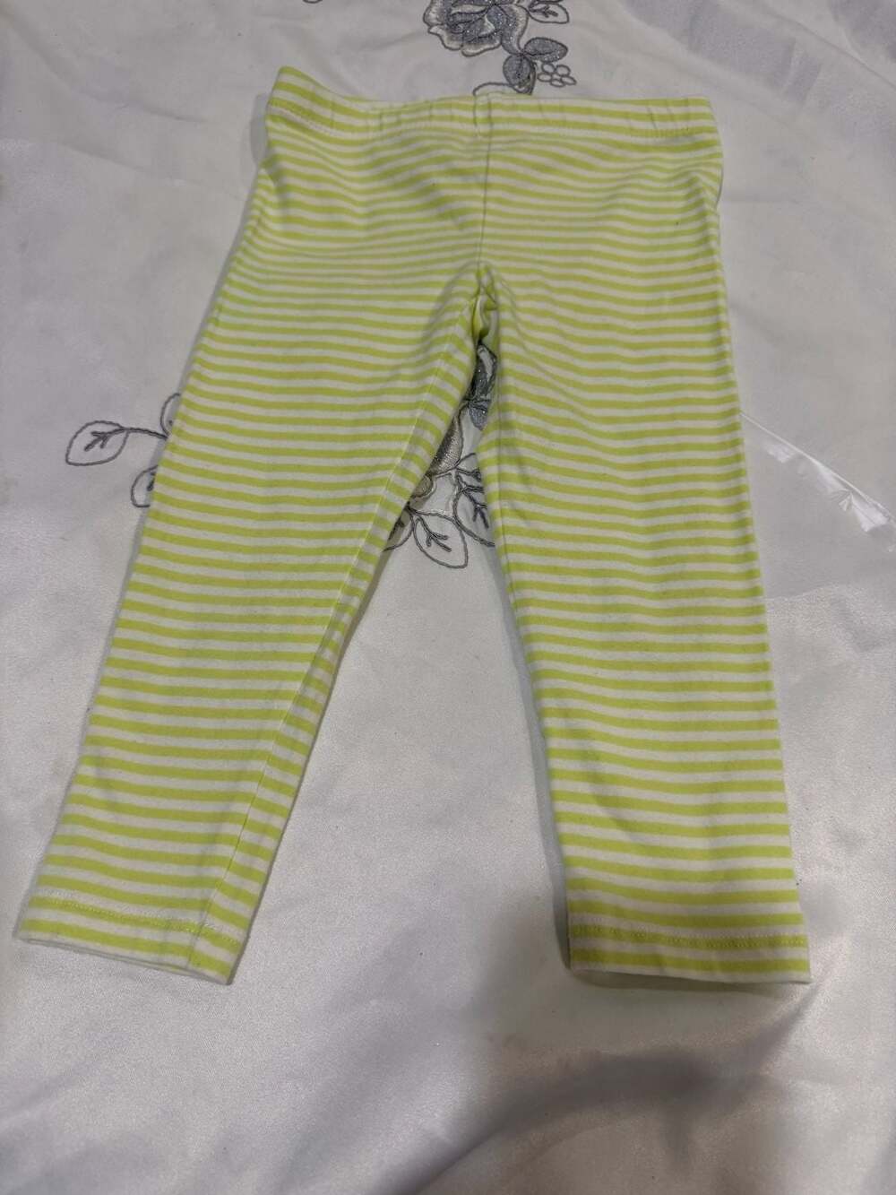 Wonderkids Lime and White Striped Leggings Size 3T